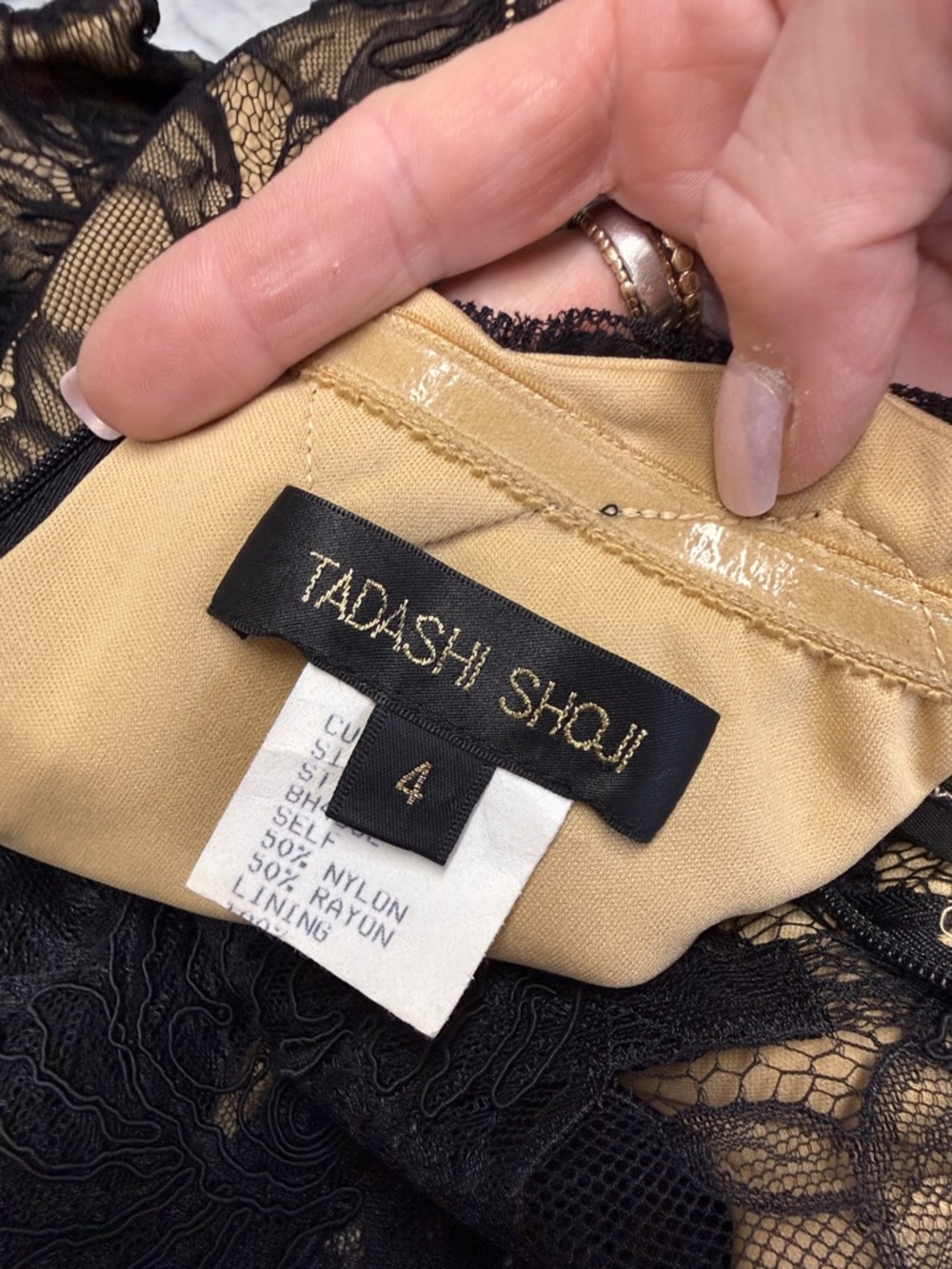 Tadashi Shoji Off The Shoulder Lace Gown Size 4 - Picture 6 of 8